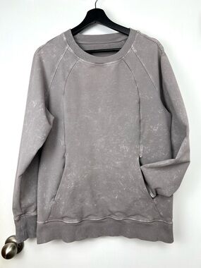 Lululemon Scuba Crew Sweat Shirt Size 12 Washed Lunar Rock Gray Athleisure Yoga